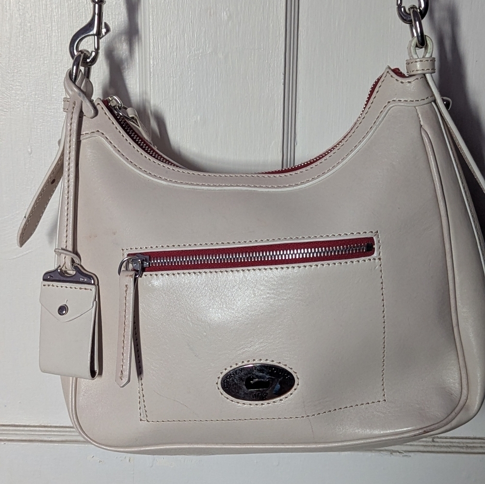 Dooney & Bourke Cream Shoulder Bag with Red Accent